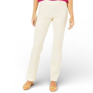 Lilly Pulitzer Declynn Stretch Slim Straight Leg Pant High Rise Pull On Cream 8